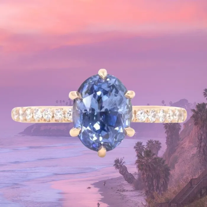 PreStyled Sets 224ct Oval Purple Madagascar Sapphire Lotus Six Prong Solitaire with Diamonds in 18k Rose Gold Anueva Jewelry PreStyled Sets 224ct Oval Purple Madagascar Sapphire Lotus Six Prong Solitaire with Diamonds in 18k Rose Gold Anueva Jewelry