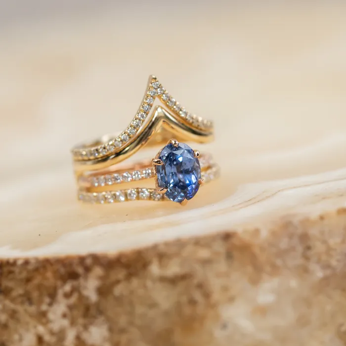 PreStyled Sets 224ct Oval Purple Madagascar Sapphire Lotus Six Prong Solitaire with Diamonds in 18k Rose Gold Anueva Jewelry