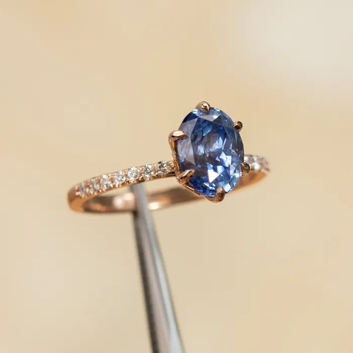 PreStyled Sets 224ct Oval Purple Madagascar Sapphire Lotus Six Prong Solitaire with Diamonds in 18k Rose Gold Anueva Jewelry