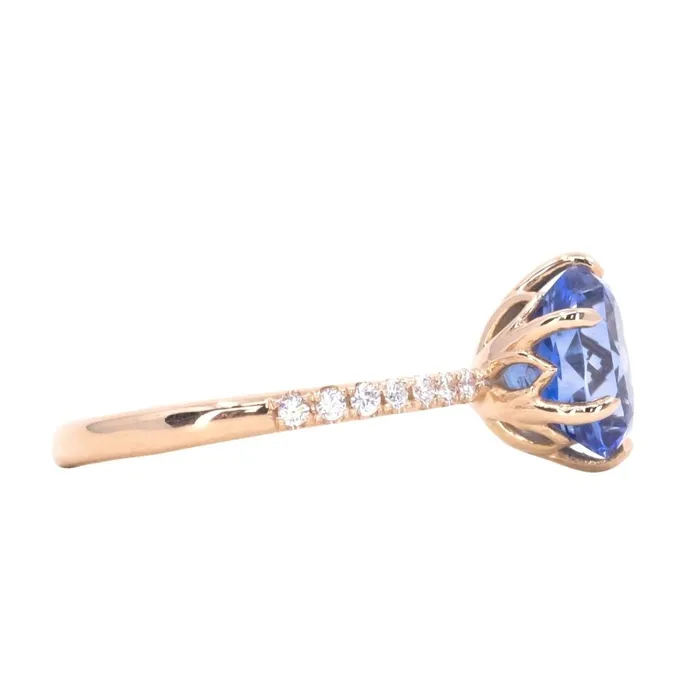PreStyled Sets 224ct Oval Purple Madagascar Sapphire Lotus Six Prong Solitaire with Diamonds in 18k Rose Gold Anueva Jewelry