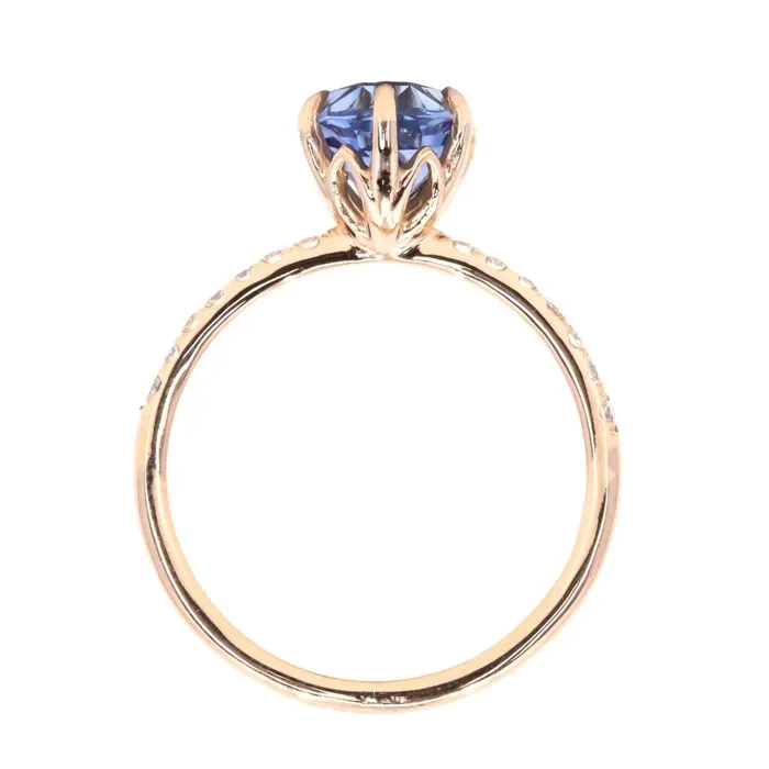 PreStyled Sets 224ct Oval Purple Madagascar Sapphire Lotus Six Prong Solitaire with Diamonds in 18k Rose Gold Anueva Jewelry