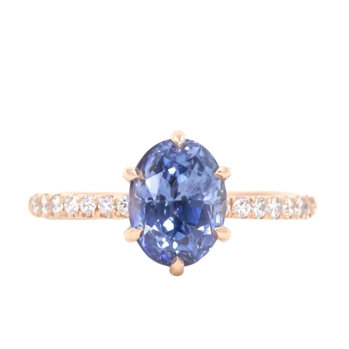 PreStyled Sets 224ct Oval Purple Madagascar Sapphire Lotus Six Prong Solitaire with Diamonds in 18k Rose Gold Anueva Jewelry