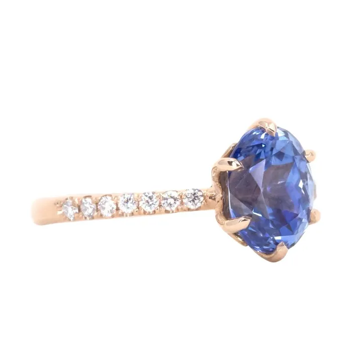 PreStyled Sets 224ct Oval Purple Madagascar Sapphire Lotus Six Prong Solitaire with Diamonds in 18k Rose Gold Anueva Jewelry