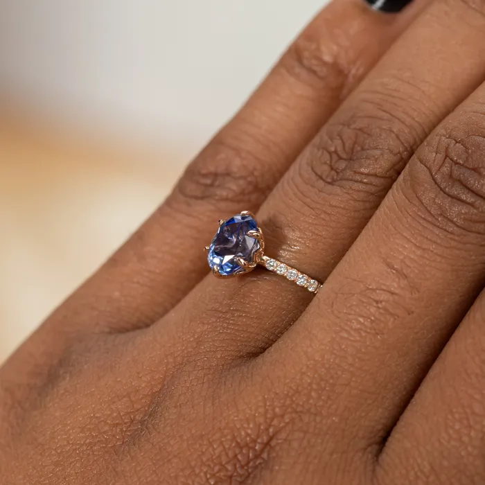 PreStyled Sets 224ct Oval Purple Madagascar Sapphire Lotus Six Prong Solitaire with Diamonds in 18k Rose Gold Anueva Jewelry