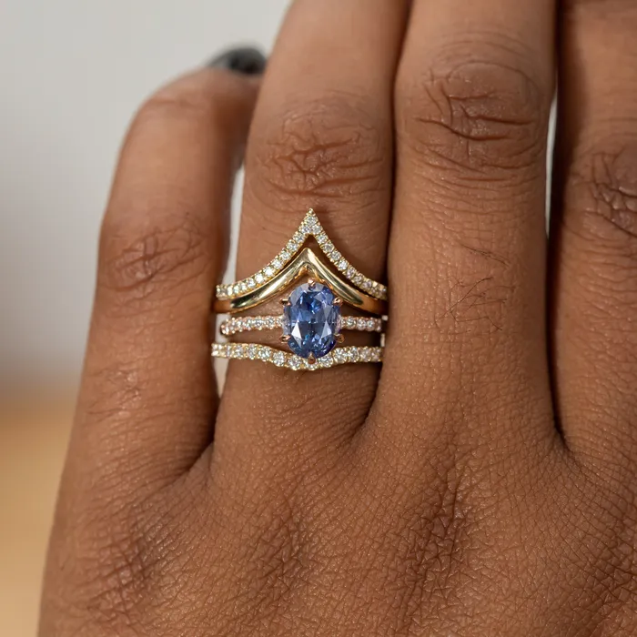 PreStyled Sets 224ct Oval Purple Madagascar Sapphire Lotus Six Prong Solitaire with Diamonds in 18k Rose Gold Anueva Jewelry