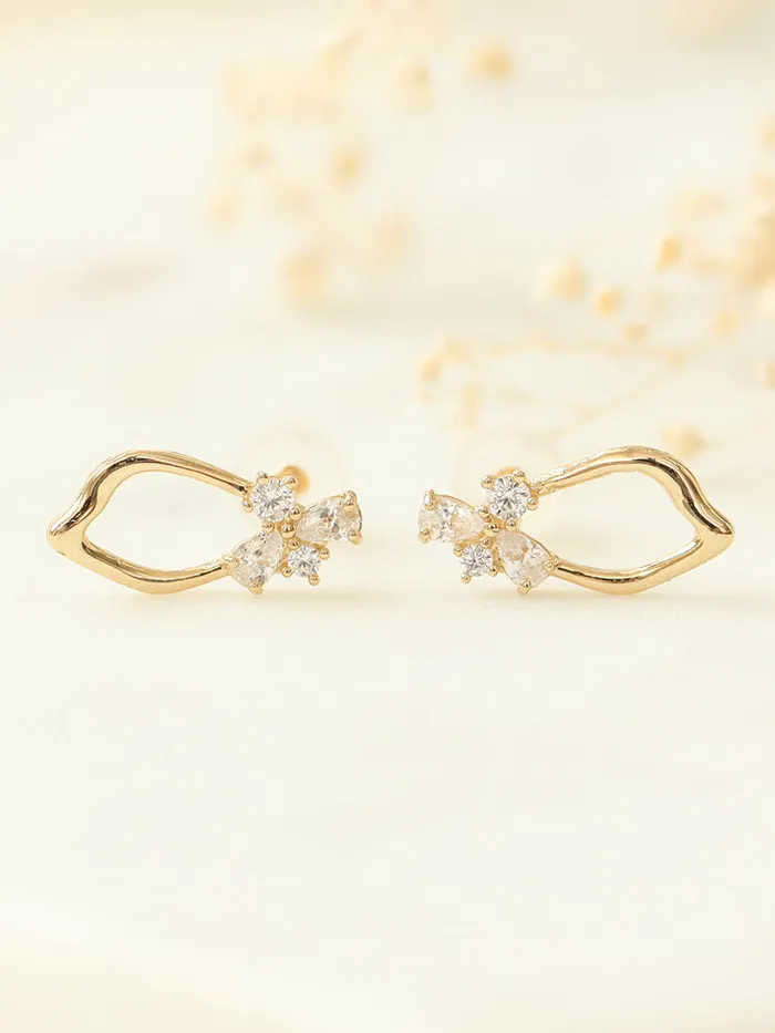 PreStyled Sets MinimalBijoux 14K gold CZ frame earlobe piercing 20g