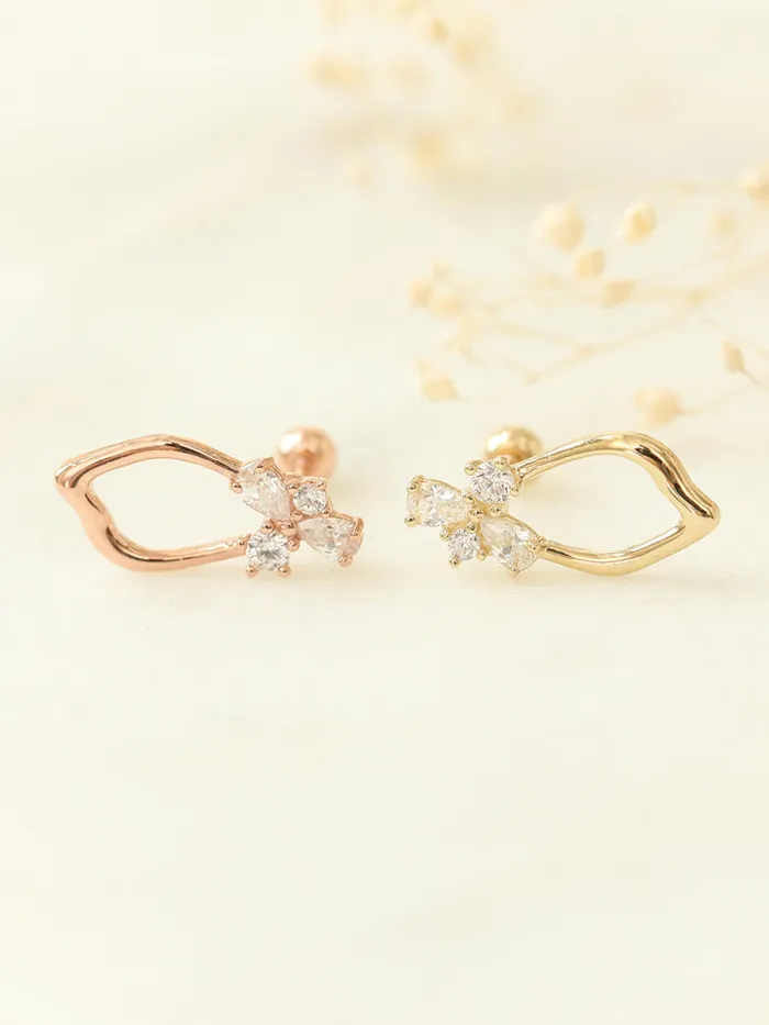 PreStyled Sets MinimalBijoux 14K gold CZ frame earlobe piercing 20g