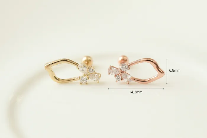 PreStyled Sets MinimalBijoux 14K gold CZ frame earlobe piercing 20g