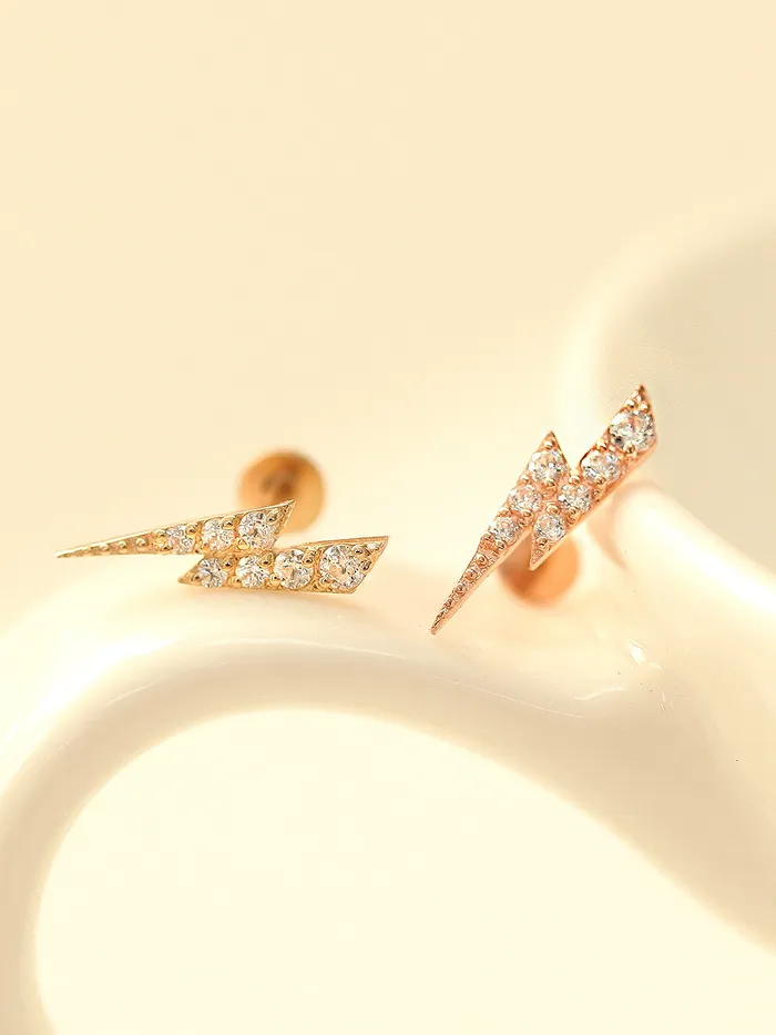 PreStyled Sets MinimalBijoux 14K Gold Internal Thunder Labret Piercing 18G16G