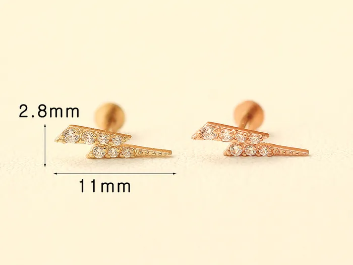 PreStyled Sets MinimalBijoux 14K Gold Internal Thunder Labret Piercing 18G16G