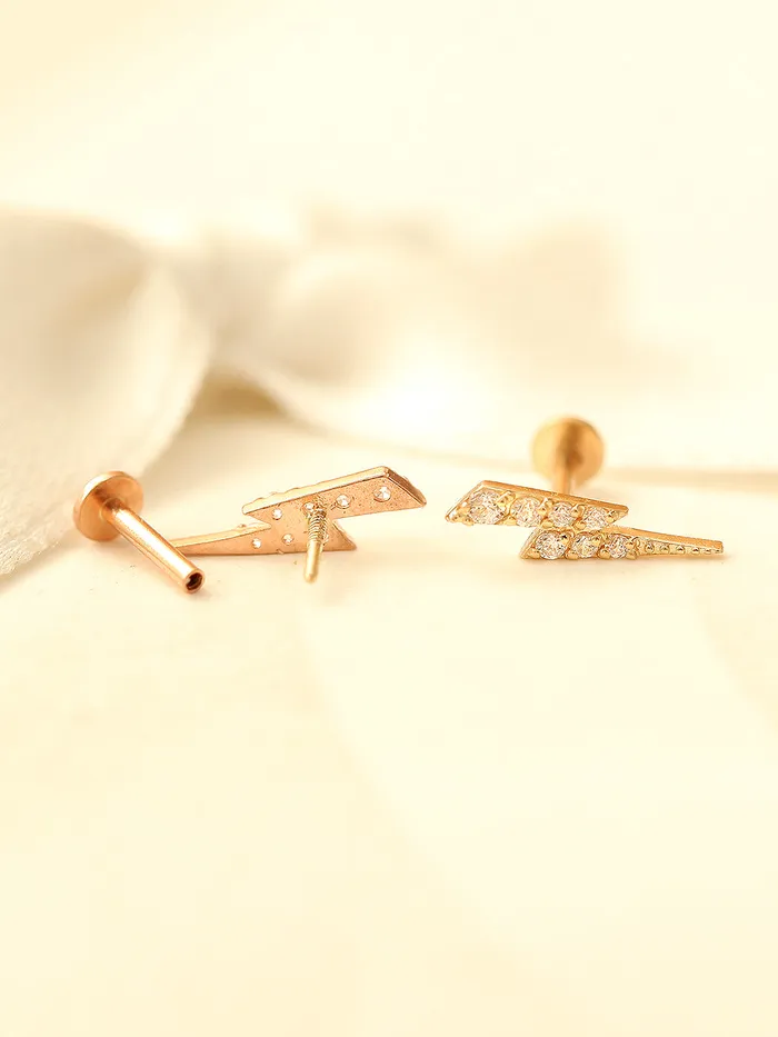 PreStyled Sets MinimalBijoux 14K Gold Internal Thunder Labret Piercing 18G16G