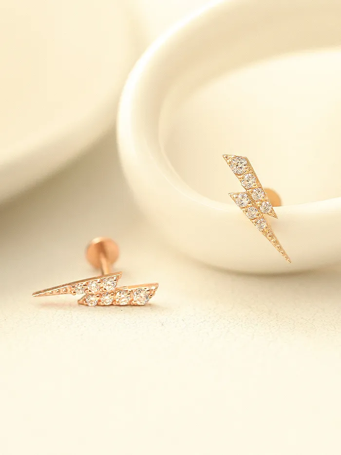 PreStyled Sets MinimalBijoux 14K Gold Internal Thunder Labret Piercing 18G16G
