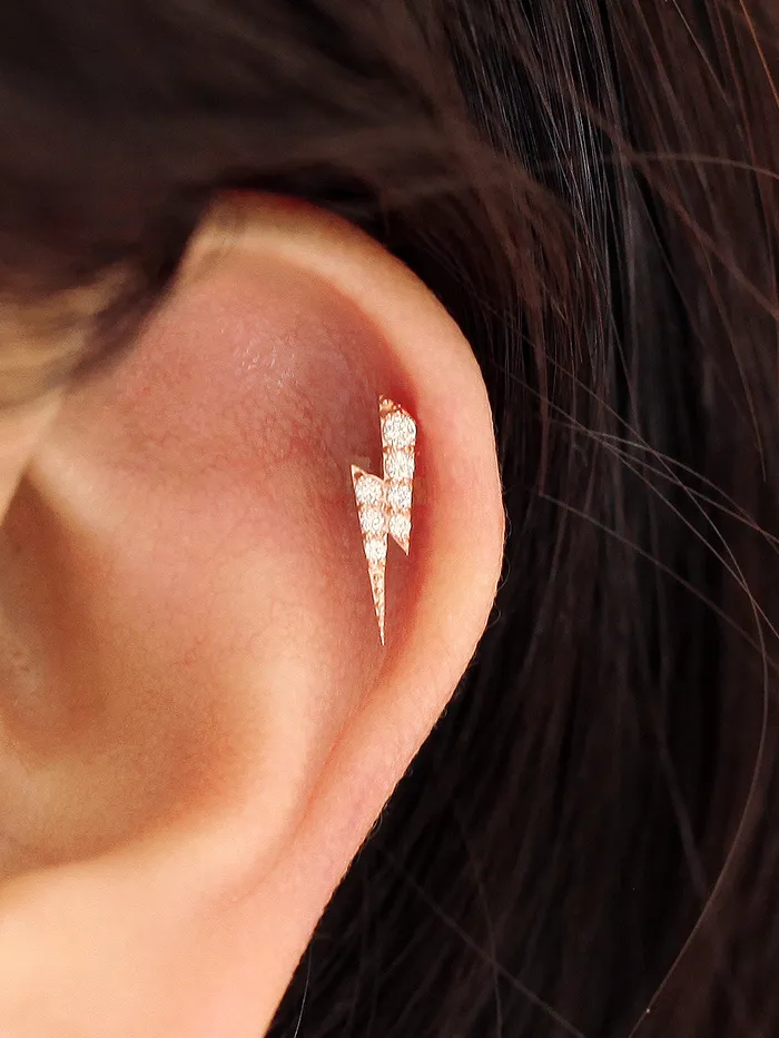 PreStyled Sets MinimalBijoux 14K Gold Internal Thunder Labret Piercing 18G16G