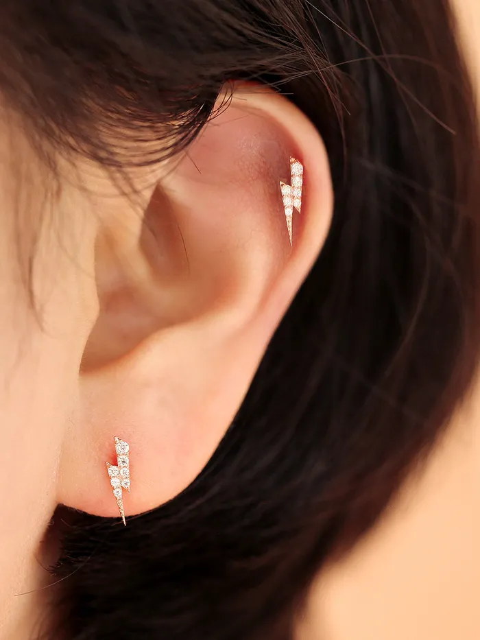 PreStyled Sets MinimalBijoux 14K Gold Internal Thunder Labret Piercing 18G16G