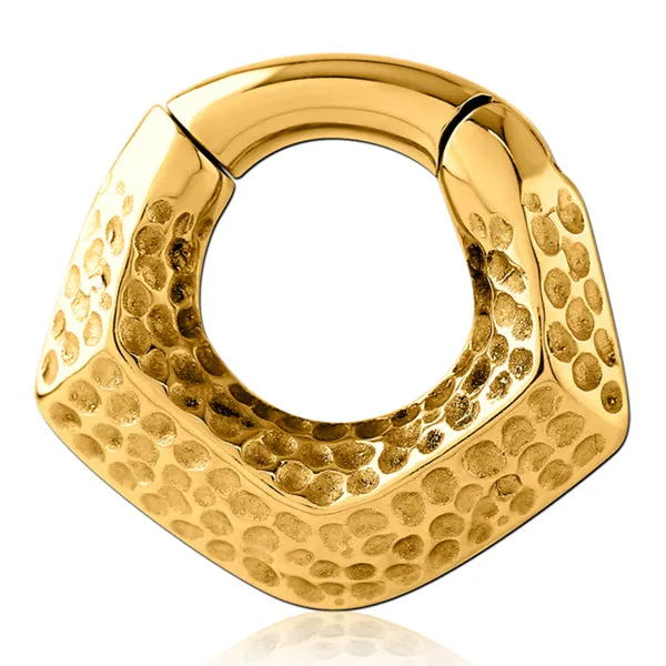 PreStyled Sets Tulsa Body Jewelry 6g Dimpled Chevron Gold Hinged Rings