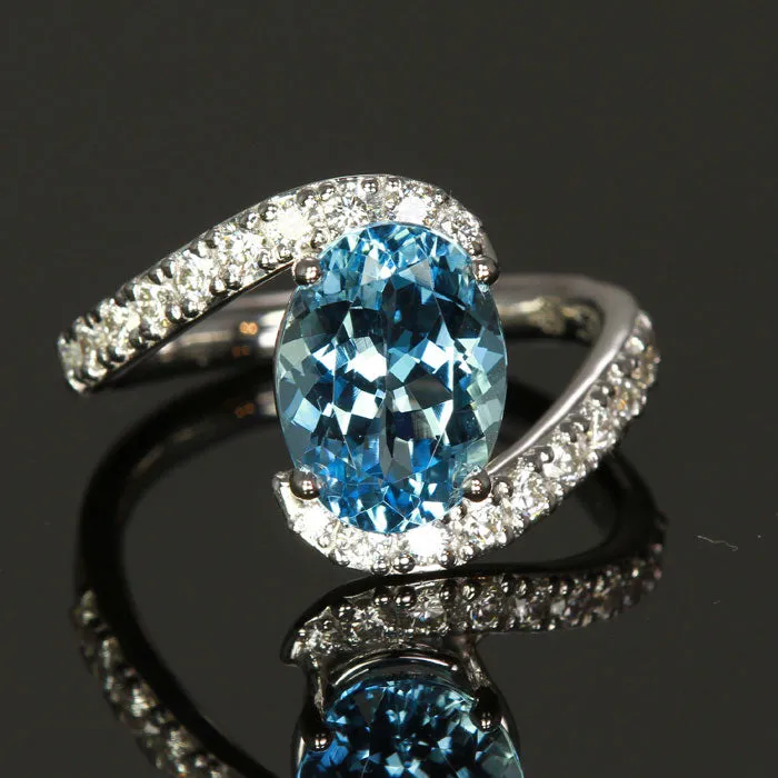 Rings 14K White Gold Aquamarine and Diamond Ring designed by Christopher Michael 323 Carats Moriartys Gem Art Rings 14K White Gold Aquamarine and Diamond Ring designed by Christopher Michael 323 Carats Moriartys Gem Art