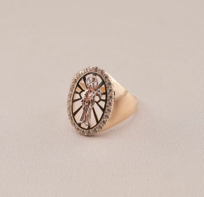 Rings AB and J 14K Gold Santa Muerte Mens Ring RG1404