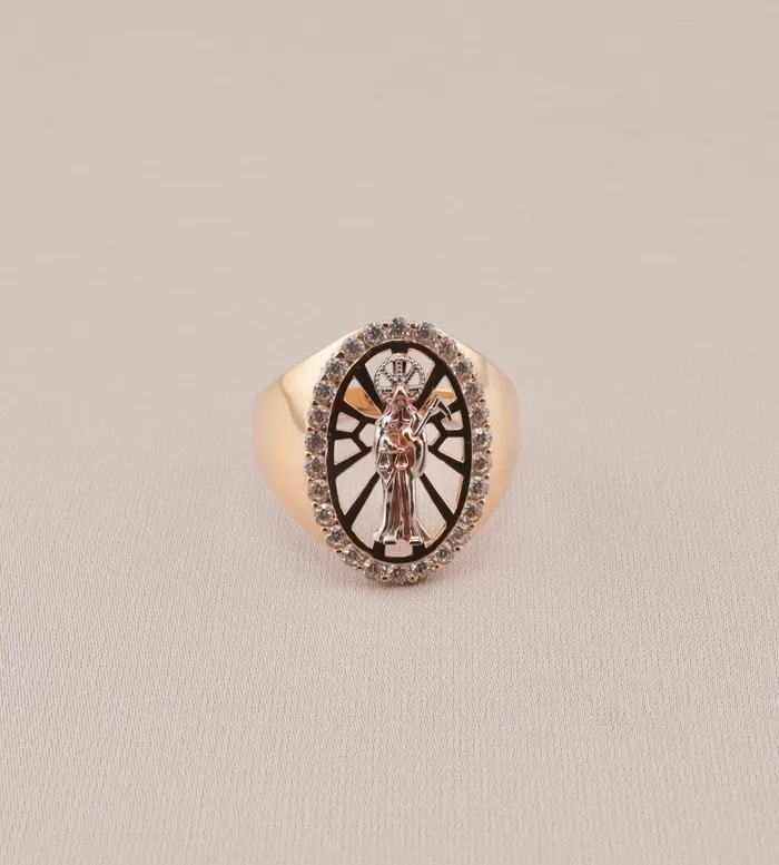 Rings AB and J 14K Gold Santa Muerte Mens Ring RG1404 Rings AB and J 14K Gold Santa Muerte Mens Ring RG1404