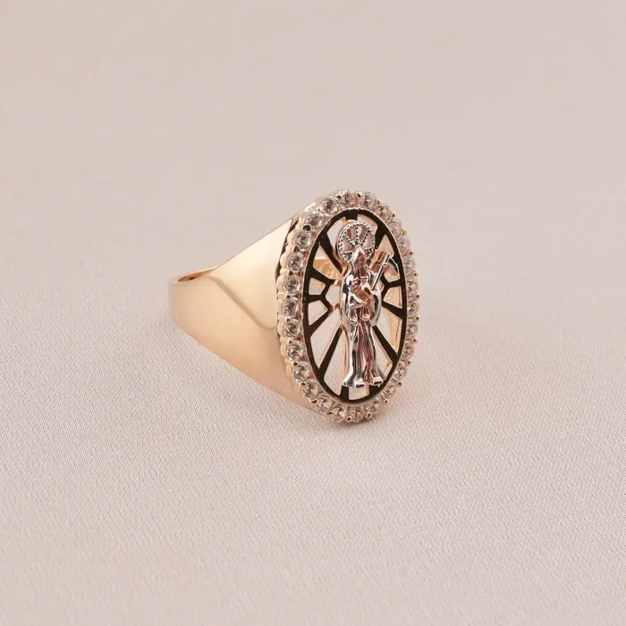 Rings AB and J 14K Gold Santa Muerte Mens Ring RG1404 Rings AB and J 14K Gold Santa Muerte Mens Ring RG1404