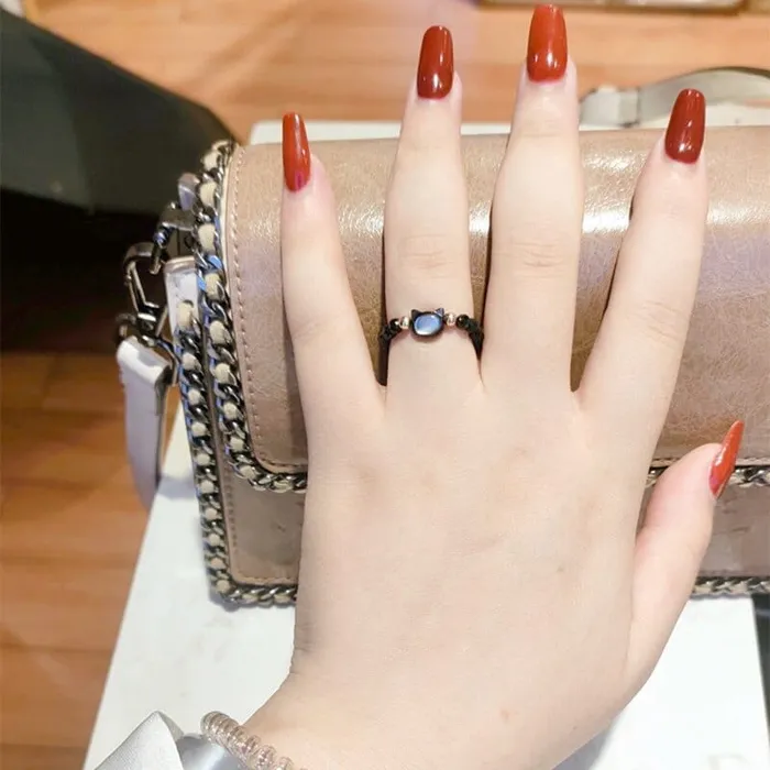 Rings CatCurio Pet Store Black White Cat Lovers Stone Ring