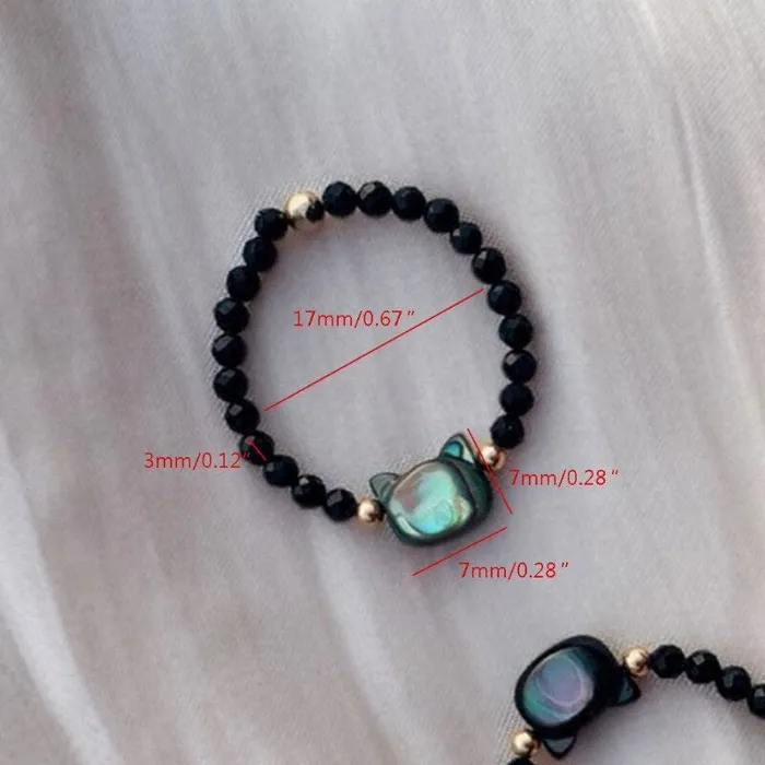 Rings CatCurio Pet Store Black White Cat Lovers Stone Ring