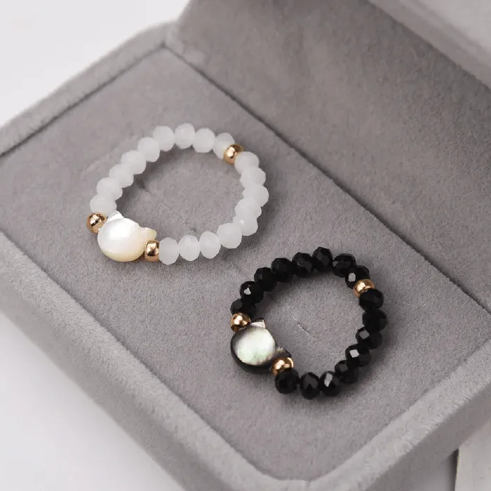 Rings CatCurio Pet Store Black White Cat Lovers Stone Ring