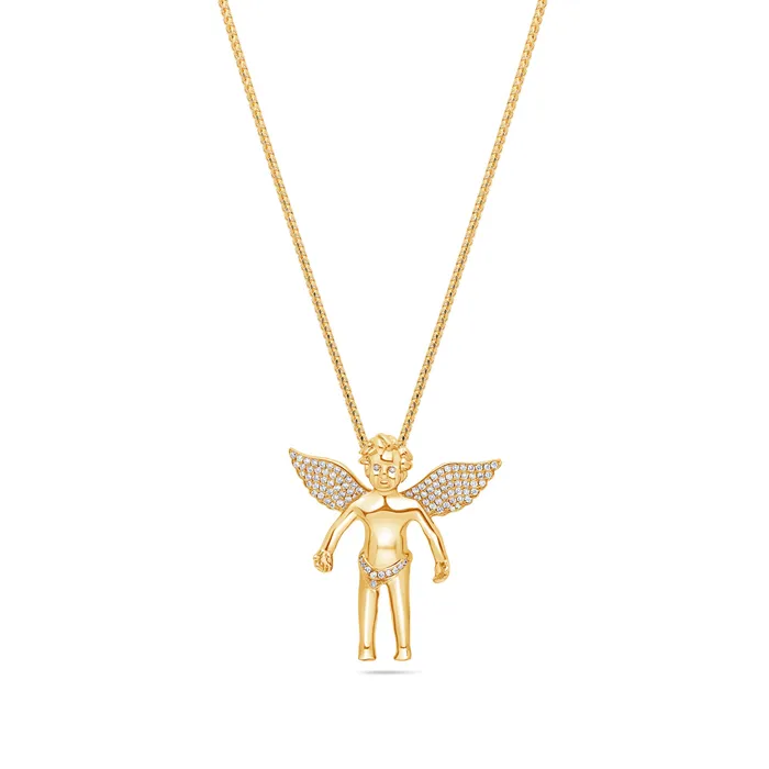 Rings IF Co Micro Cherub Angel Open Wings Partially Iced