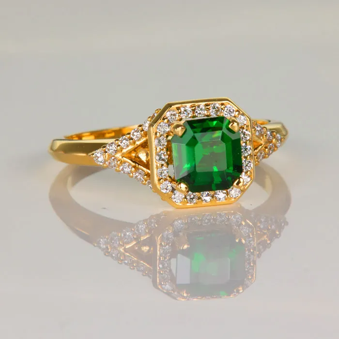 Rings Moriartys Gem Art 18K Yellow Gold Chrome Tourmaline Ring with Diamond Accents 100cts Rings Moriartys Gem Art 18K Yellow Gold Chrome Tourmaline Ring with Diamond Accents 100cts