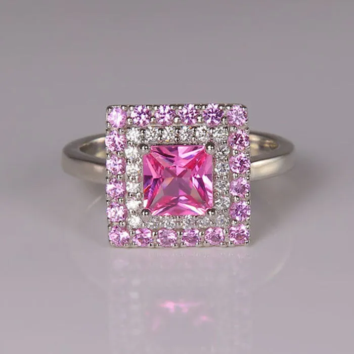 Rings Moriartys Gem Art Platinum Square Brilliant Pink Sapphire Ring 104 Carats Rings Moriartys Gem Art Platinum Square Brilliant Pink Sapphire Ring 104 Carats