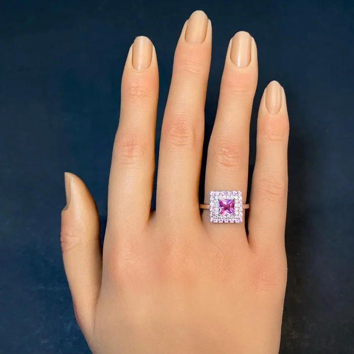 Rings Moriartys Gem Art Platinum Square Brilliant Pink Sapphire Ring 104 Carats