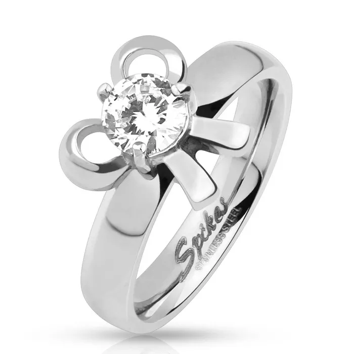 Rings Stainless Pronged CZ Ribbon Ring Tulsa Body Jewelry