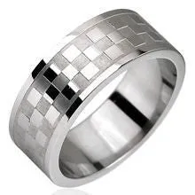 Rings Tulsa Body Jewelry Stainless Checker Pattern Ring