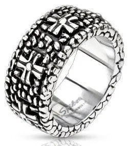 Rings Tulsa Body Jewelry Stainless Continuous Pebbles Crosses Ring