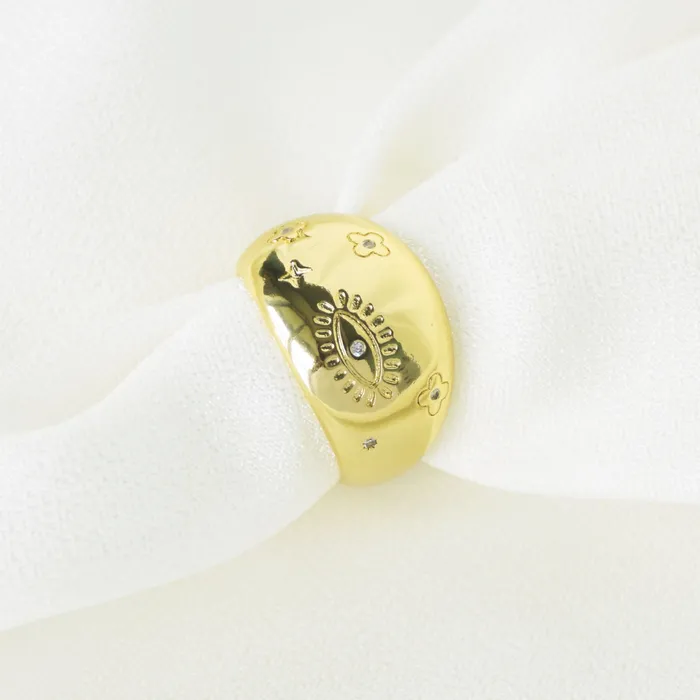 Rings Upakarna Textured Evil Eye Gold Ring