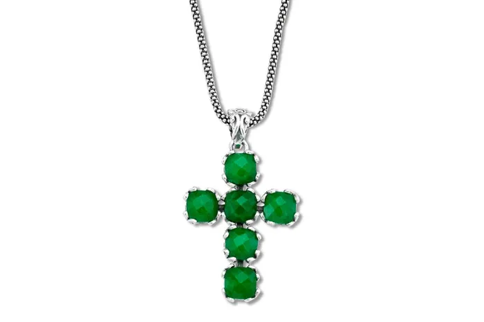 Samuel B Necklaces Glow Cross Pendant Emerald