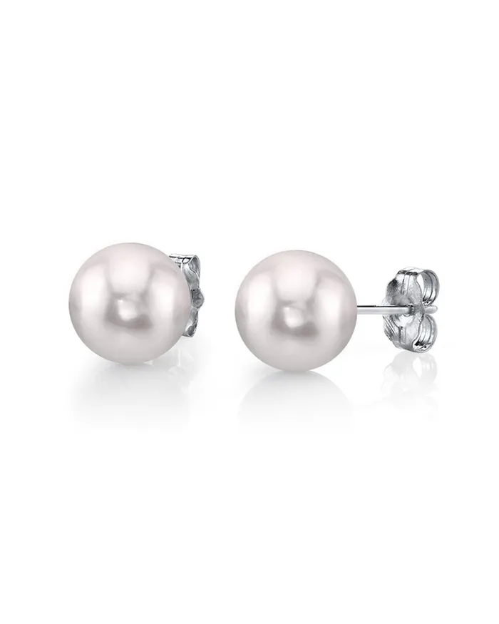 SPT Earrings 8590mm White Akoya Round Pearl Stud Earrings