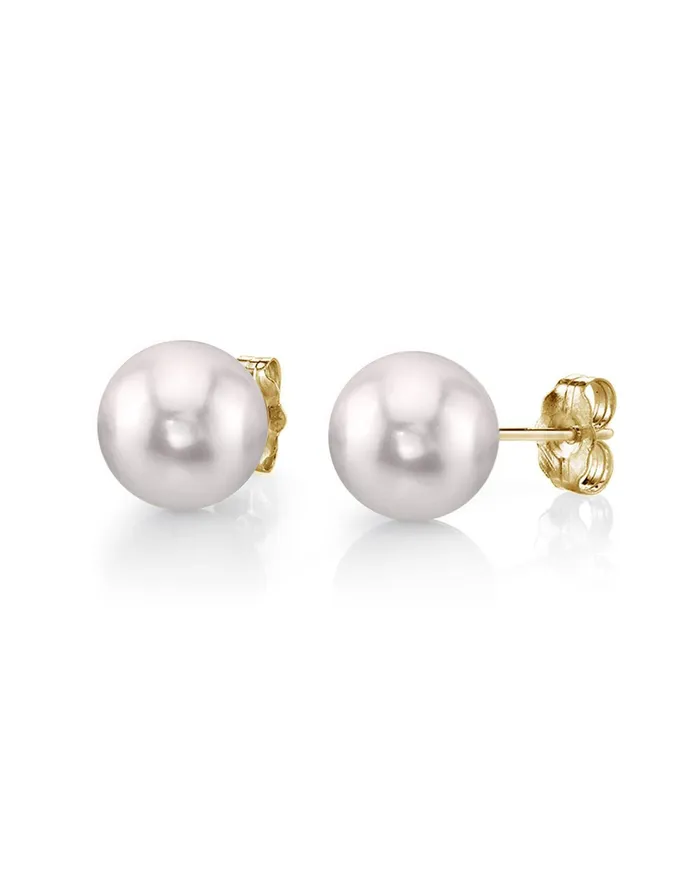 SPT Earrings 8590mm White Akoya Round Pearl Stud Earrings