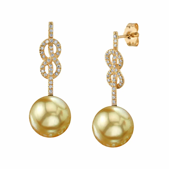 SPT Earrings Golden South Sea Pearl Diamond Levana Infinity Earrings