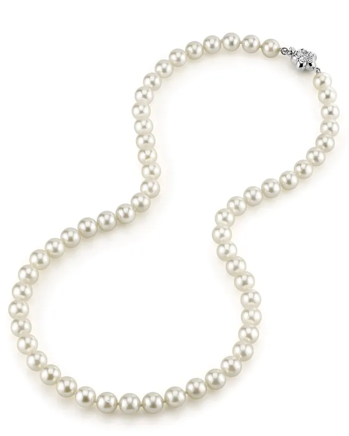 SPT Necklaces White Japanese Akoya Pearl Necklace 7075mm AA Quality