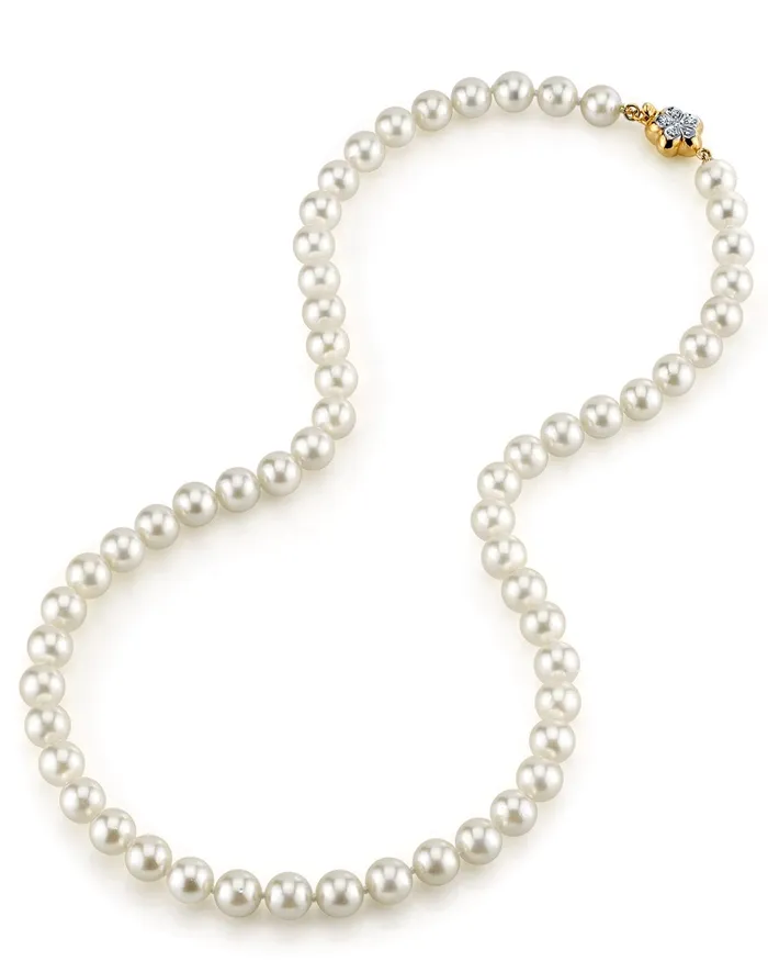 SPT Necklaces White Japanese Akoya Pearl Necklace 7075mm AA Quality