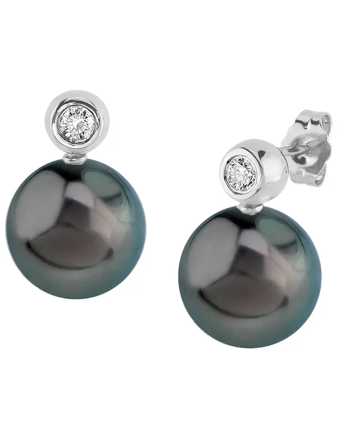 SPT Tahitian South Sea Pearl Diamond Honor Earrings Earrings