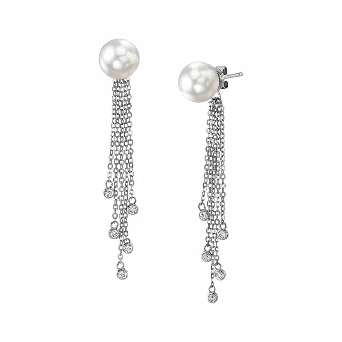 SPT White South Sea Pearl Diamond Siren Dangle Earrings Earrings
