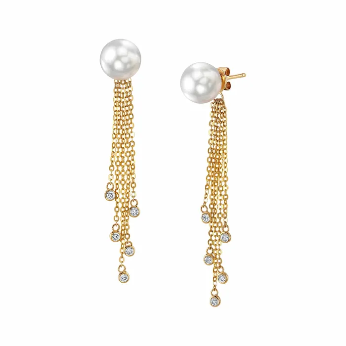 SPT White South Sea Pearl Diamond Siren Dangle Earrings Earrings