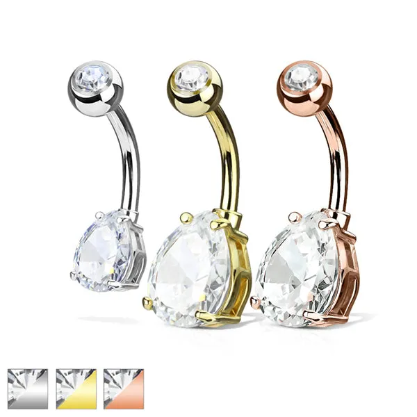Teardrop CZ Belly Ring Tulsa Body Jewelry Rings