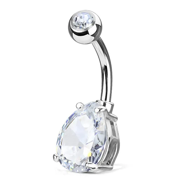 Teardrop CZ Belly Ring Tulsa Body Jewelry Rings Teardrop CZ Belly Ring Tulsa Body Jewelry Rings