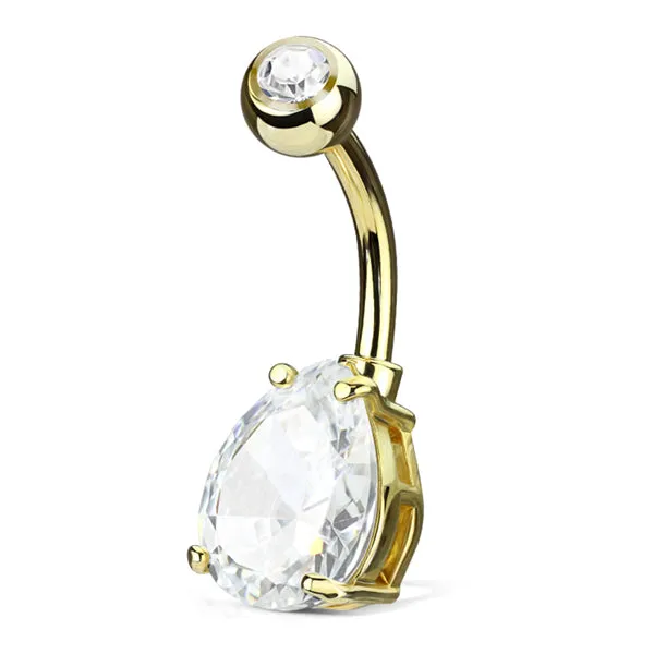 Teardrop CZ Belly Ring Tulsa Body Jewelry Rings Teardrop CZ Belly Ring Tulsa Body Jewelry Rings