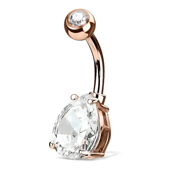 Teardrop CZ Belly Ring Tulsa Body Jewelry Rings Teardrop CZ Belly Ring Tulsa Body Jewelry Rings
