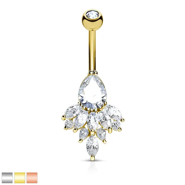 Teardrop Marquise Cluster Belly Ring Tulsa Body Jewelry Rings