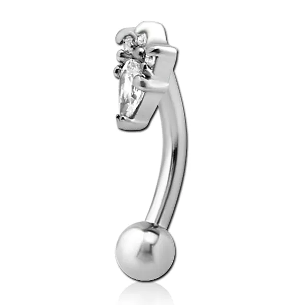 Tulsa Body Jewelry Bracelets Jester CZ Stainless Eyebrow Barbell