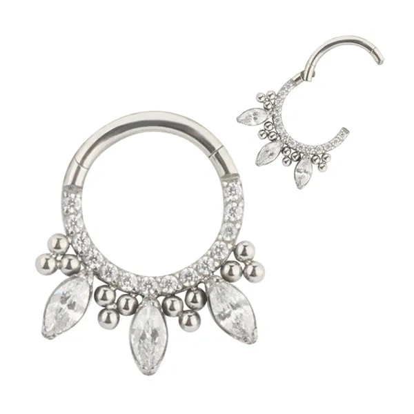 Tulsa Body Jewelry Marquise CZ Titanium Hinged Ring Rings